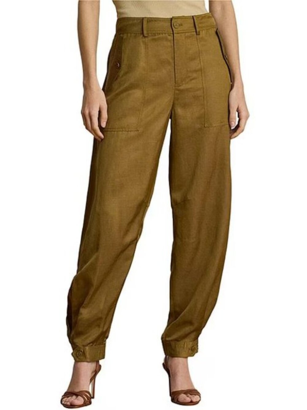 Lauren Ralph Lauren Pants Womens 2 Bronze High Rise Barrel Leg Ankle Cargo $245